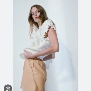 MELISSA NEPTON Sylvia Crochet Knit Knit Frilly Ruffle Textured Tank Top